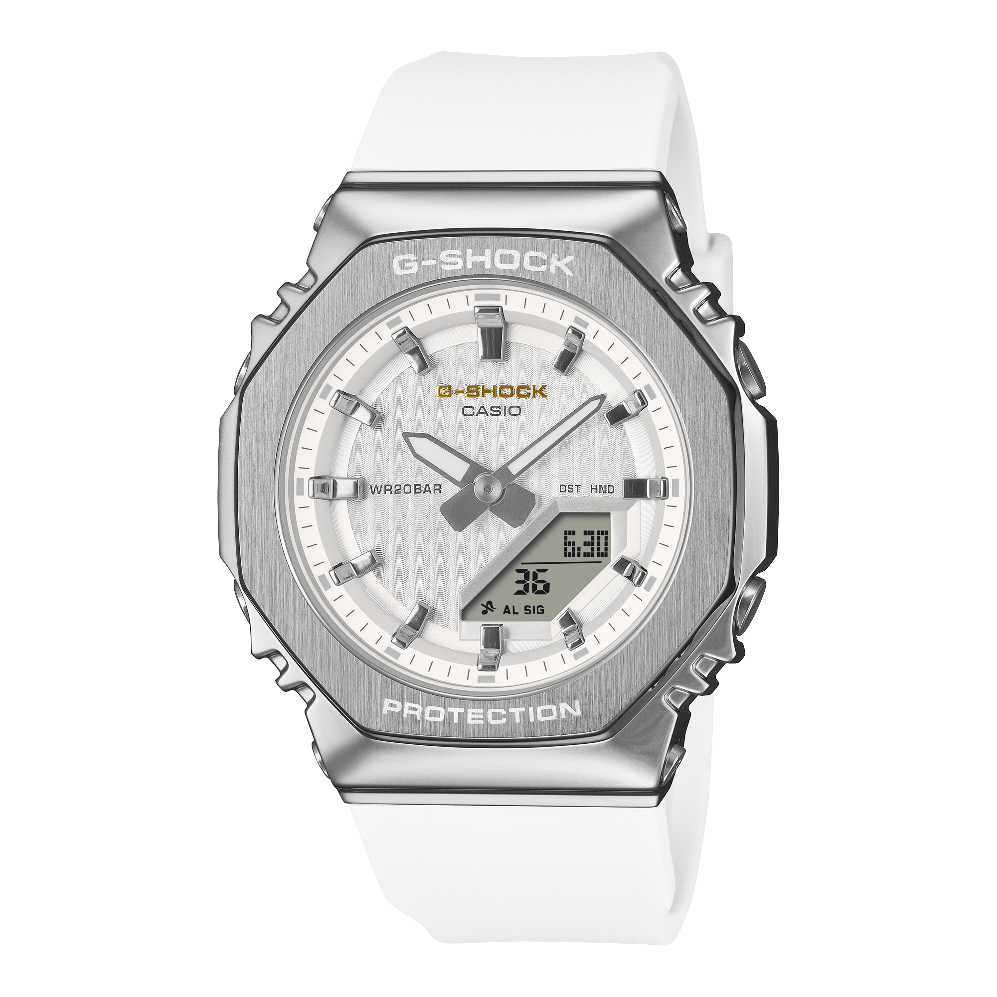 Casio G-Shock GM-S2110SH-7A Women's Analog-Digital Limited Edition White & Silver Watch G-SHOCK 