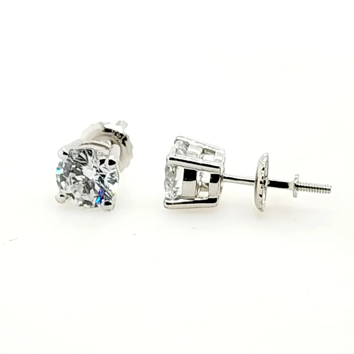 1.50ct TDW Lab Grown Diamond Studs with 4 Claw Setting in 14ct White Gold