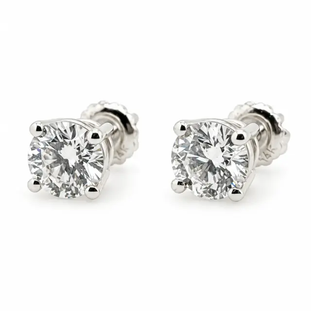 1.50ct TDW Lab Grown Diamond Studs with 4 Claw Setting in 14ct White Gold