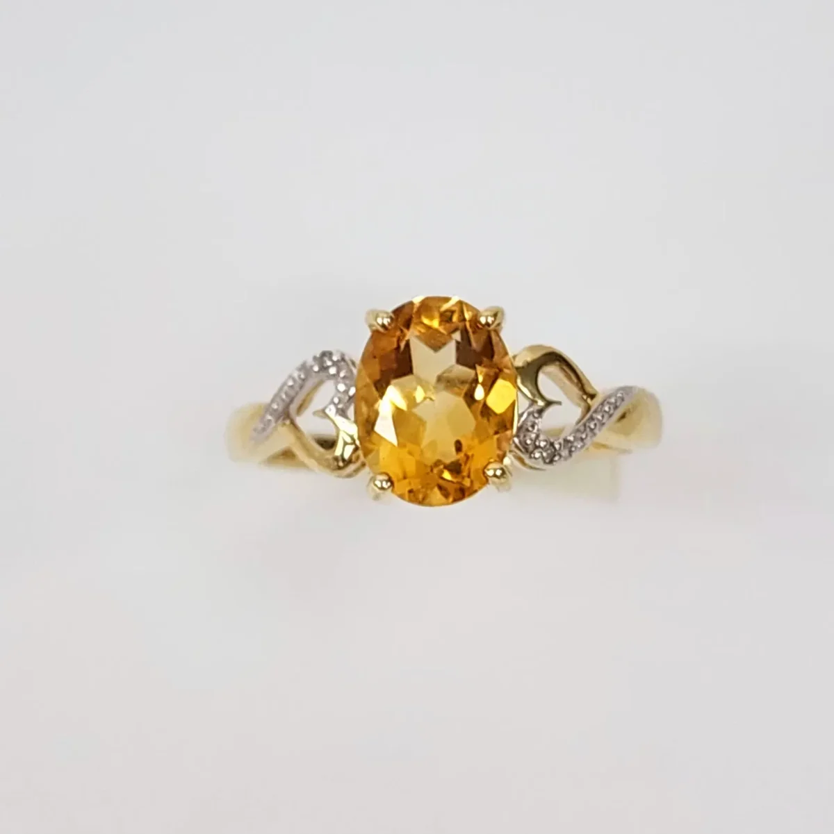 10ct Yellow Gold 0.01ct Diamond with 2.50ct Oval Citrine Ring - SKR43073CT