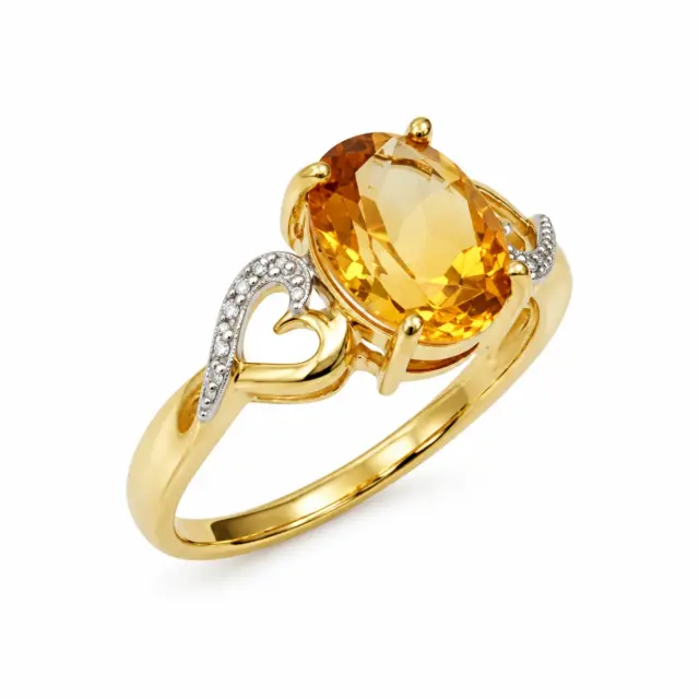 10ct Yellow Gold 0.01ct Diamond with 2.50ct Oval Citrine Ring - SKR43073CT