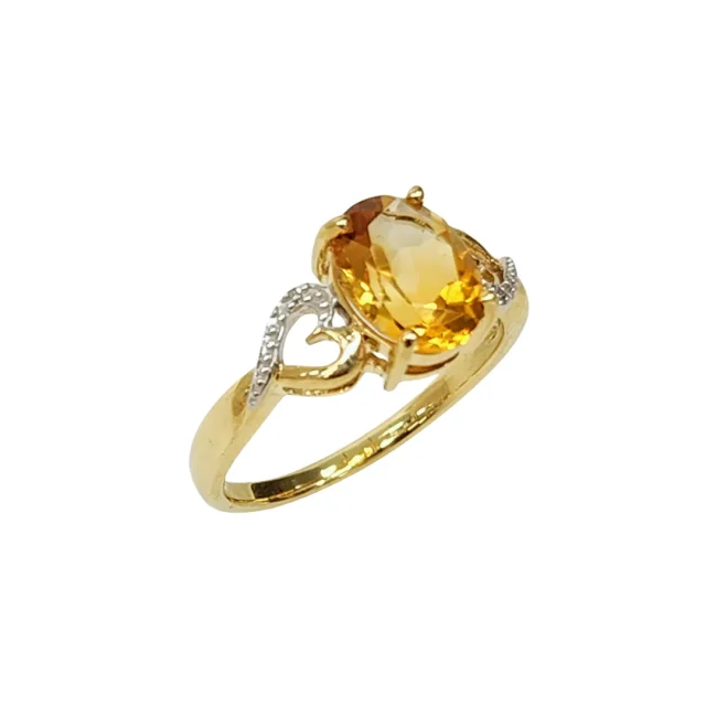 10ct Yellow Gold 0.01ct Diamond with 2.50ct Oval Citrine Ring - SKR43073CT