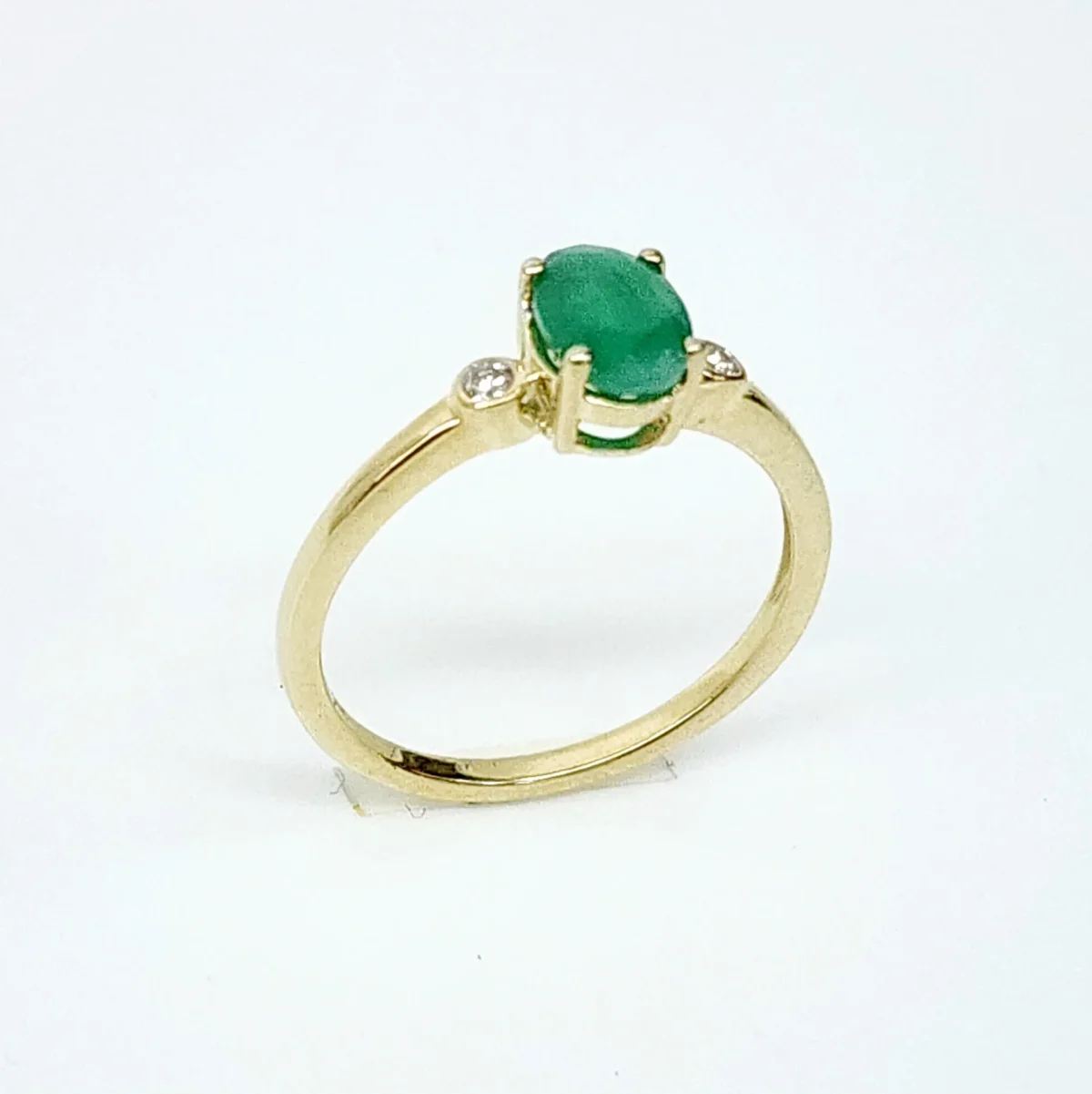 10ct Yellow Gold 0.05ct Diamond with 0.75ct Oval Emerald Ring - SKR17941ED