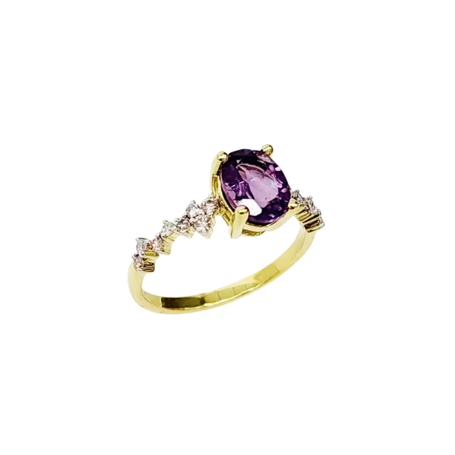 10ct Yellow Gold 0.25ct Diamond with 1.15ct 6mm x 8mm Oval Amethyst Ring - SKR41121AM