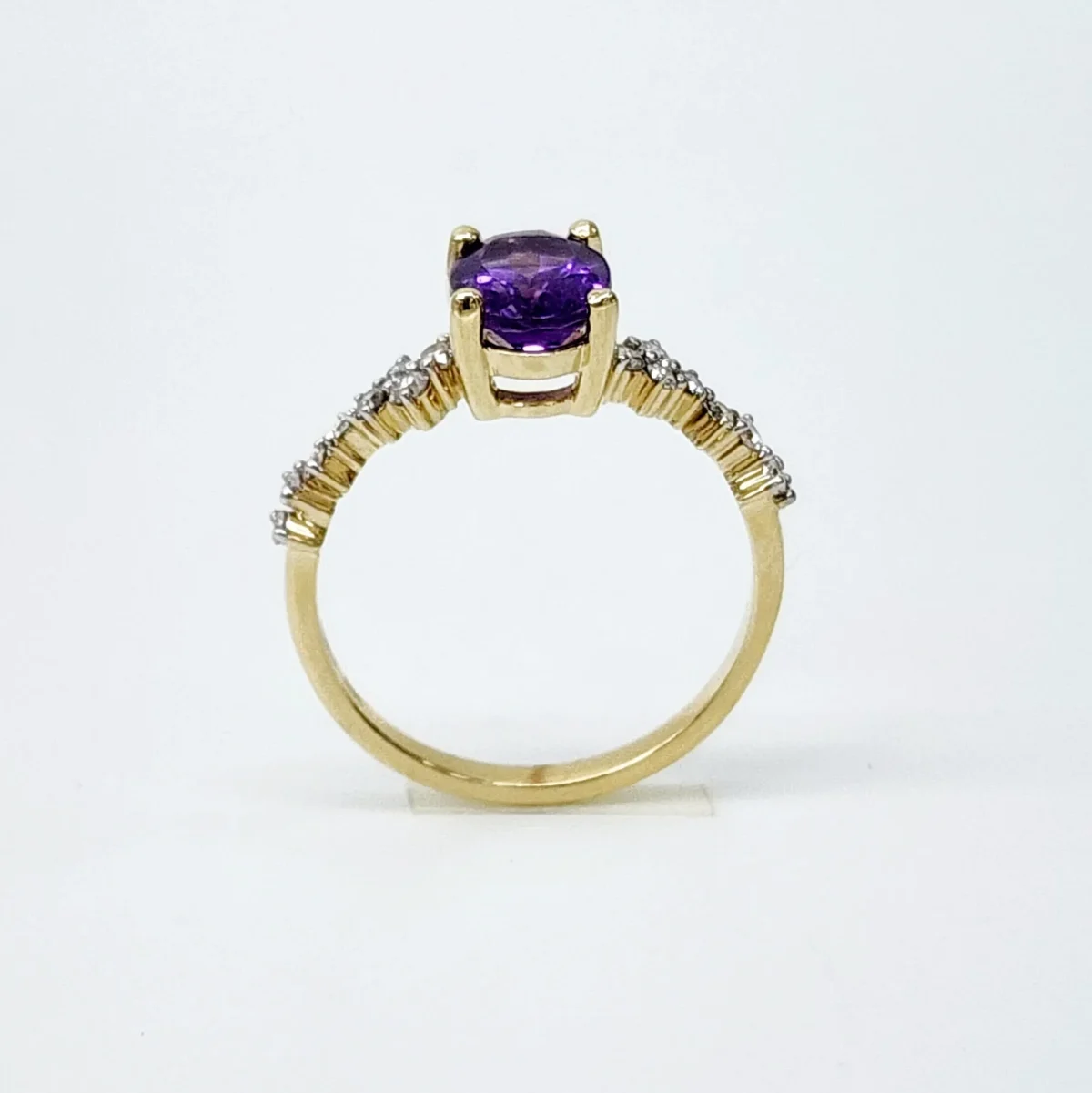 10ct Yellow Gold 0.25ct Diamond with 1.15ct 6mm x 8mm Oval Amethyst Ring - SKR41121AM