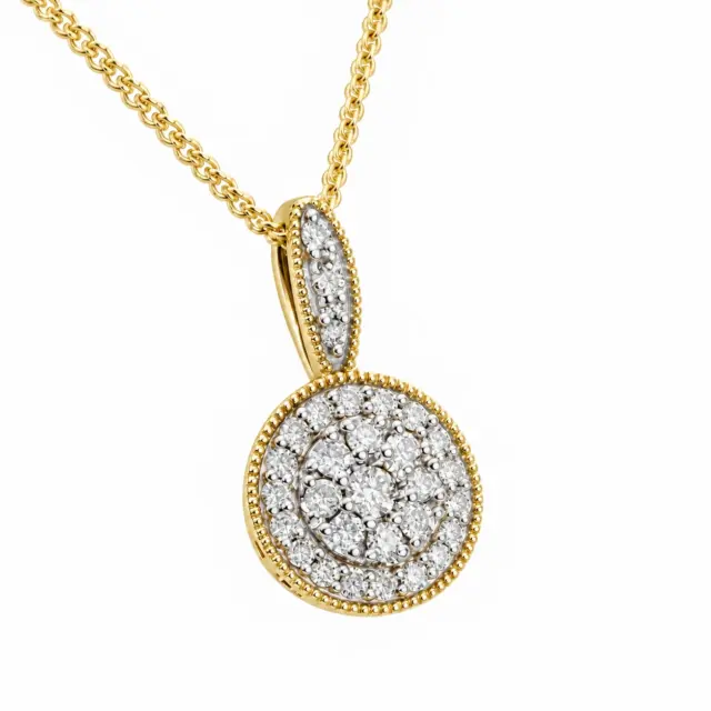 10ct Yellow Gold 0.25ct TDW Diamond Cluster Pendant