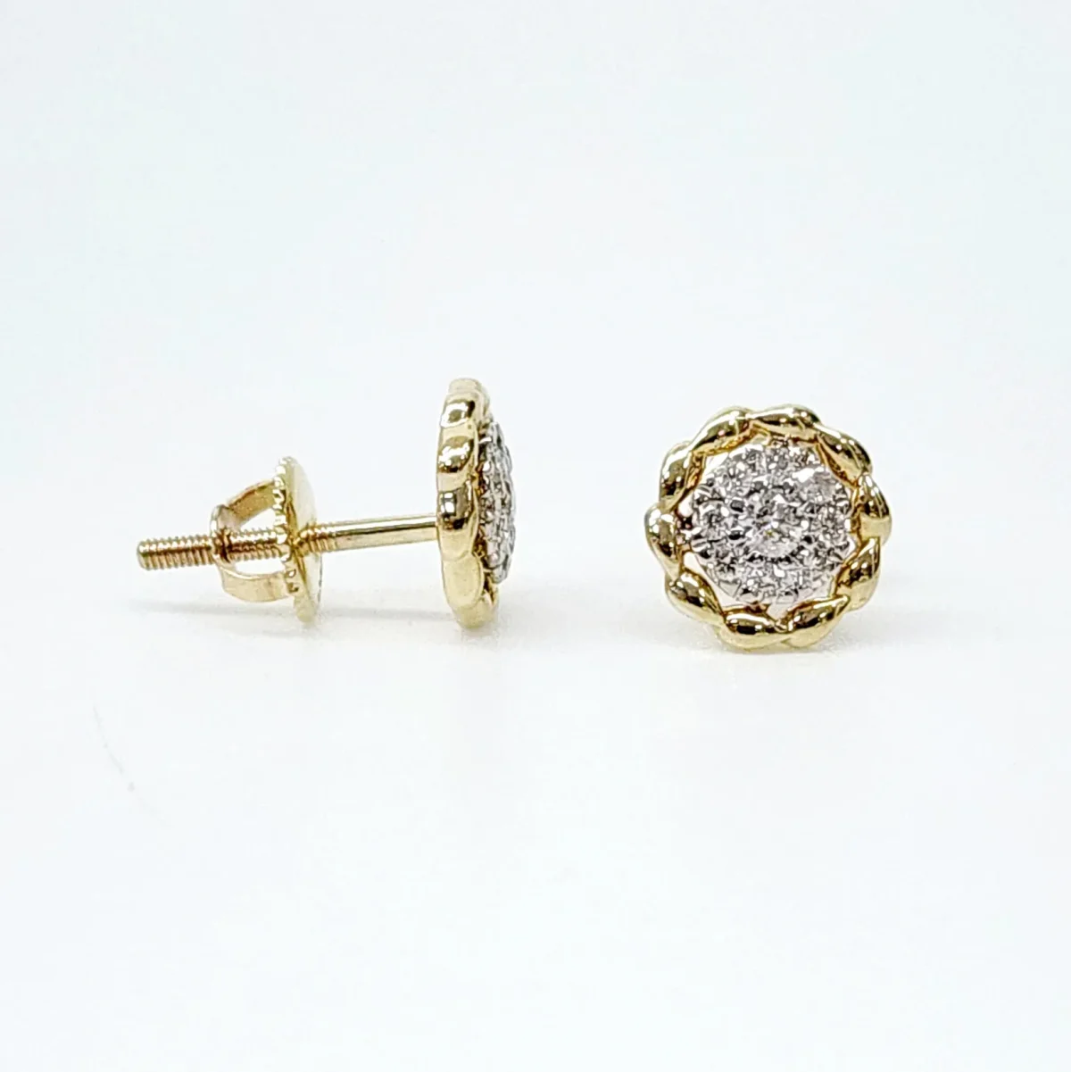 10ct Yellow Gold 0.30ct Diamond Cluster Screw Back Earrings - SKE40760-30