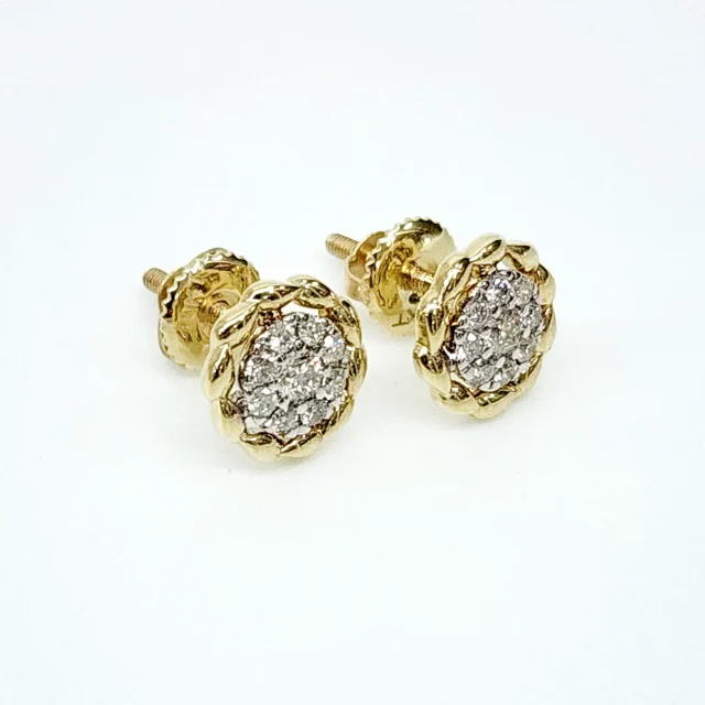 10ct Yellow Gold 0.30ct Diamond Cluster Screw Back Earrings - SKE40760-30