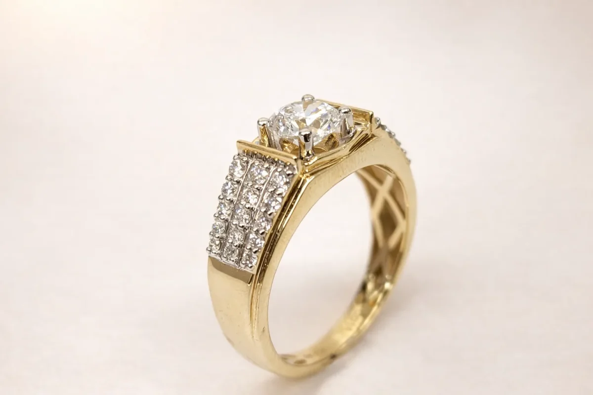 10ct Yellow Gold 1.50CT Lab Grown Diamond Gents Ring – 1.00CT Centre, EF VS - LGR44396