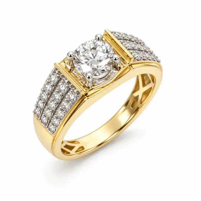 10ct Yellow Gold 1.50CT Lab Grown Diamond Gents Ring – 1.00CT Centre, EF VS - LGR44396