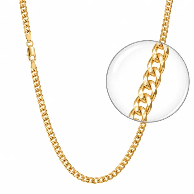 10ct Yellow Gold Diamond Cut Hollow Curb Link Chain – 3.60mm | 100 Gauge | Parrot Clasp - 100HVI334