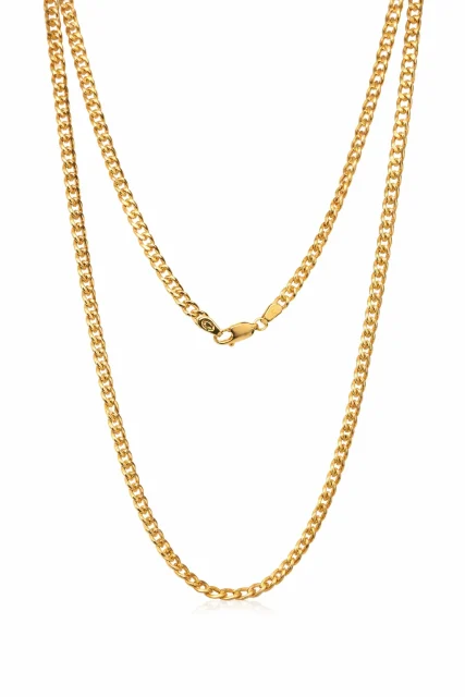 10ct Yellow Gold Diamond Cut Hollow Curb Link Chain – 3.60mm | 100 Gauge | Parrot Clasp - 100HVI334