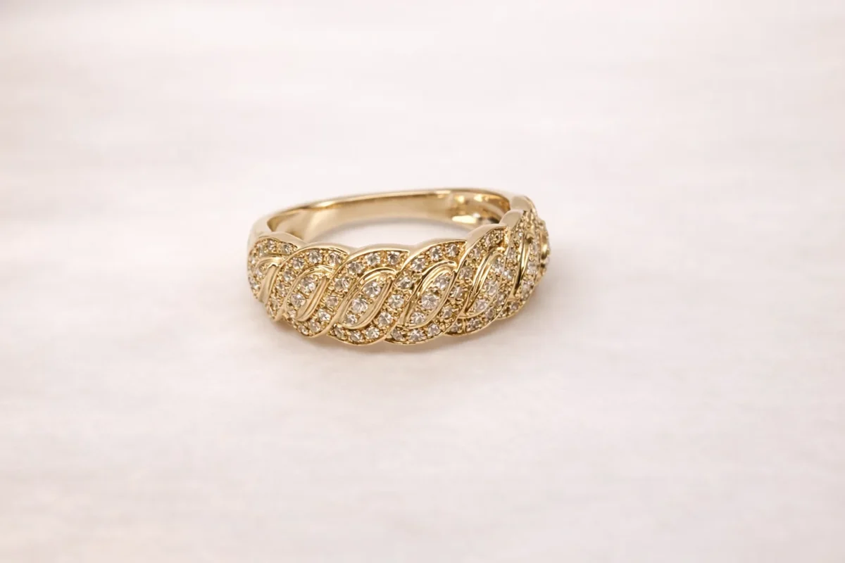 10ct Yellow Gold Diamond Twist Band Ring – 0.25ct Lab Grown Diamonds (EF/VS) - LGR46230