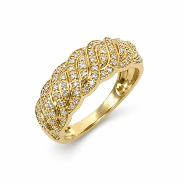 10ct Yellow Gold Diamond Twist Band Ring – 0.25ct Lab Grown Diamonds (EF/VS) - LGR46230