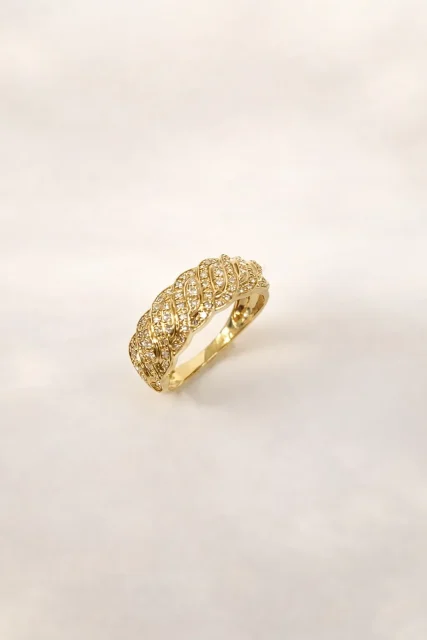 10ct Yellow Gold Diamond Twist Band Ring – 0.25ct Lab Grown Diamonds (EF/VS) - LGR46230