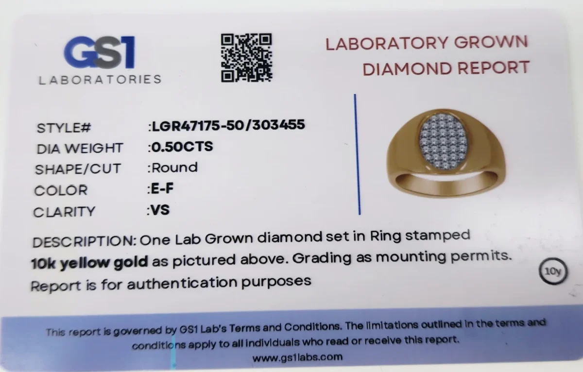 10ct Yellow Gold Gents Diamond Cluster Ring – 0.50CT Lab Grown Diamonds (EF/VS) - LGR47175