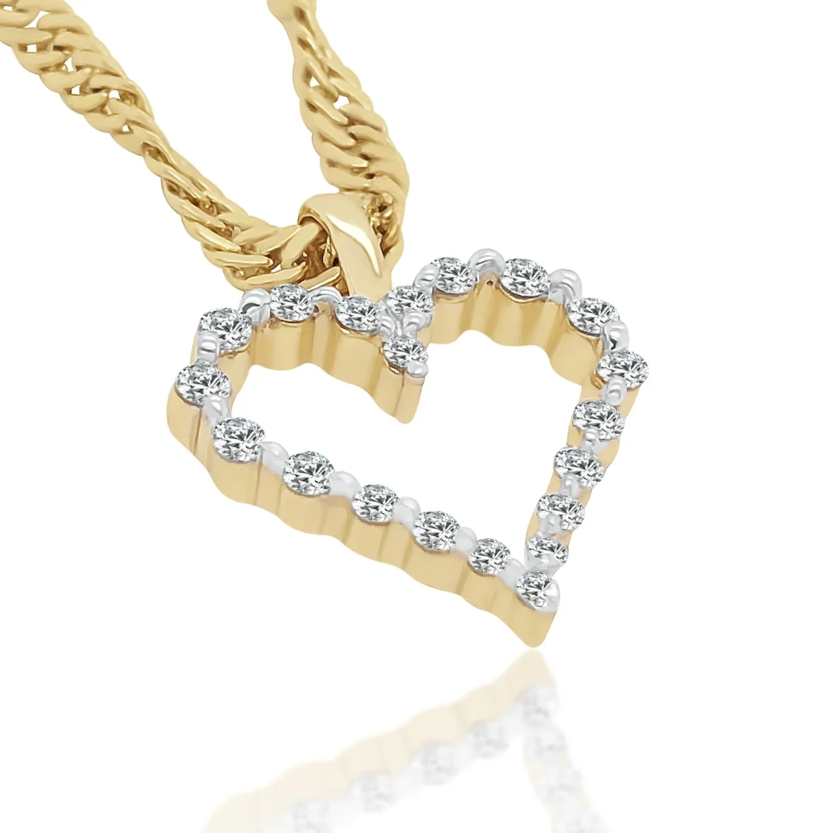 10ct Yellow Gold Heart Shape Diamond Pendant with 0.25ct TW Diamonds