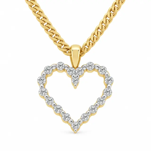 10ct Yellow Gold Heart Shape Diamond Pendant with 0.25ct TW Diamonds