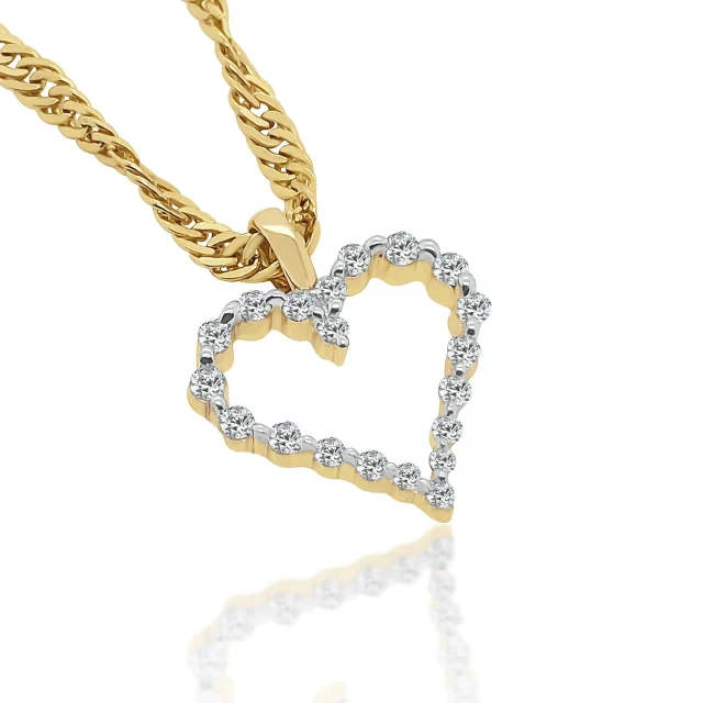 10ct Yellow Gold Heart Shape Diamond Pendant with 0.25ct TW Diamonds