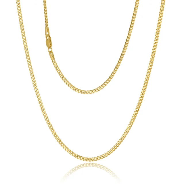 10ct Yellow Gold Tight Rounded Hollow Curb Chain 2mm – Italian Made, Parrot Clasp - 060VGB2OV