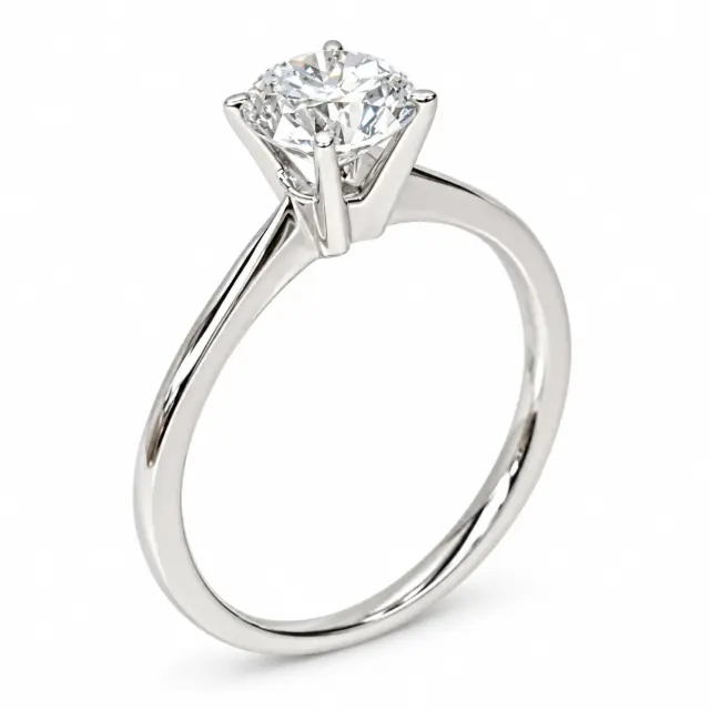 14ct White Gold Lab-Grown 1.04ct Round Brilliant Cut Diamond Solitaire Engagement Ring