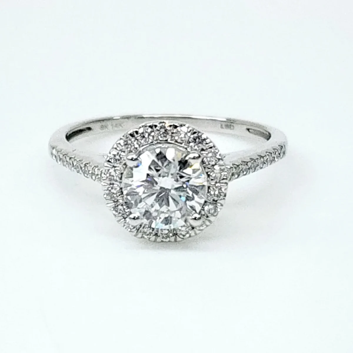 14ct White Gold Lab-Grown 1.25ct Round Enhanced Halo Engagement Ring
