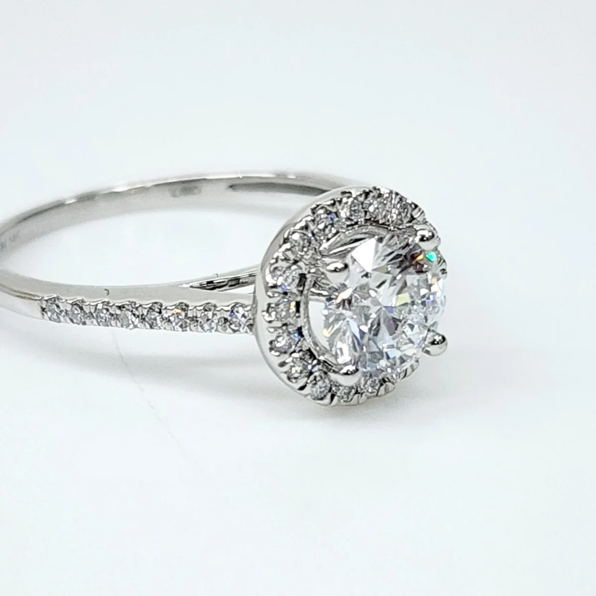 14ct White Gold Lab-Grown 1.25ct Round Enhanced Halo Engagement Ring