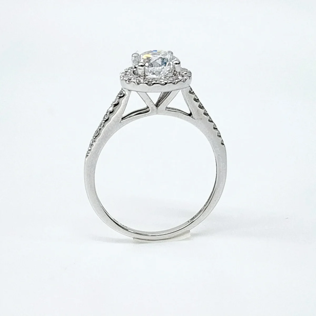 14ct White Gold Lab-Grown 1.25ct Round Enhanced Halo Engagement Ring