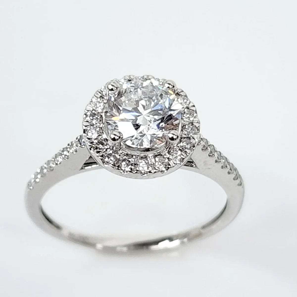 14ct White Gold Lab-Grown 1.25ct Round Enhanced Halo Engagement Ring