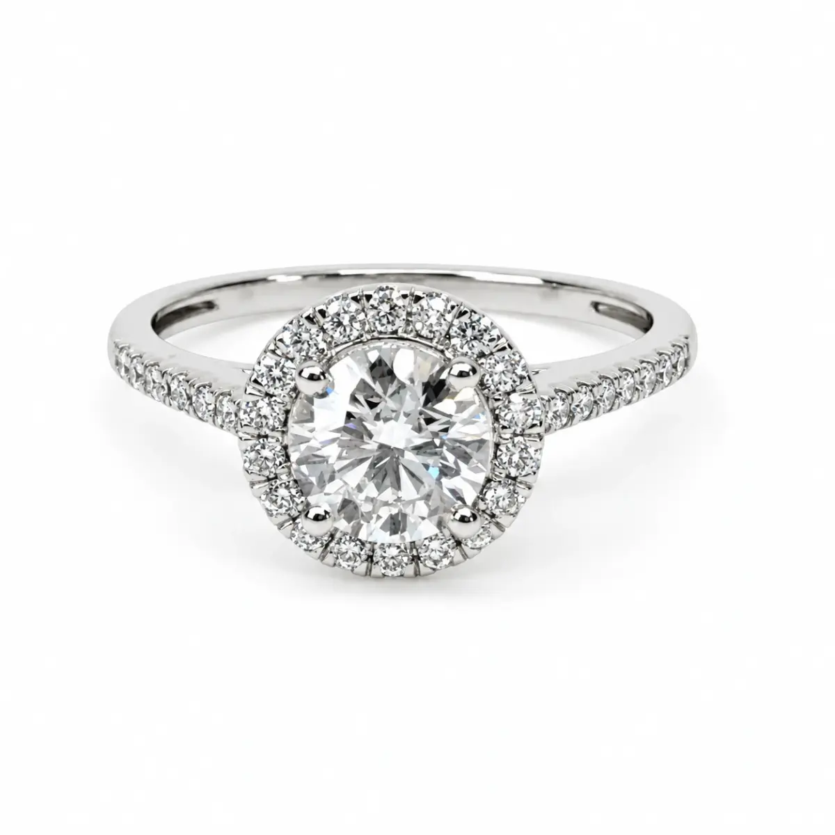 14ct White Gold Lab-Grown 1.25ct Round Enhanced Halo Engagement Ring