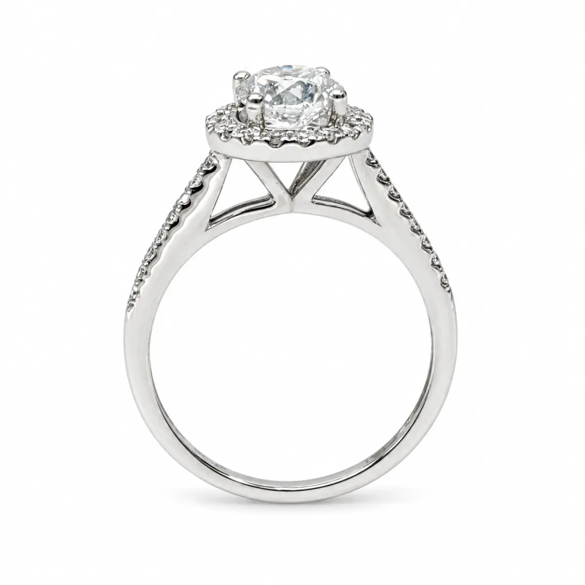 14ct White Gold Lab-Grown 1.25ct Round Enhanced Halo Engagement Ring