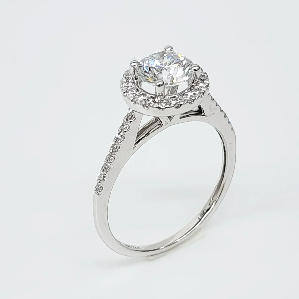 14ct White Gold Lab-Grown 1.25ct Round Enhanced Halo Engagement Ring
