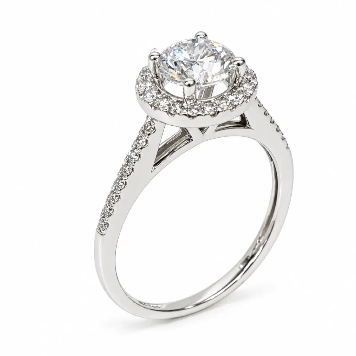 14ct White Gold Lab-Grown 1.25ct Round Enhanced Halo Engagement Ring