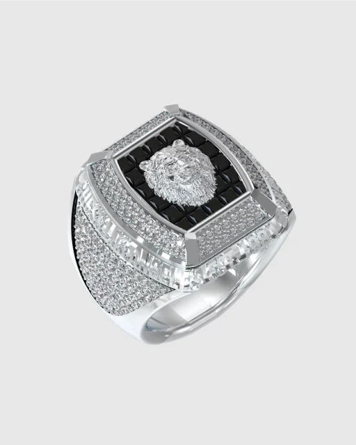 14mm Lion Pave Signer Guess Ring Stainless Steel - JUMR05002JWST62