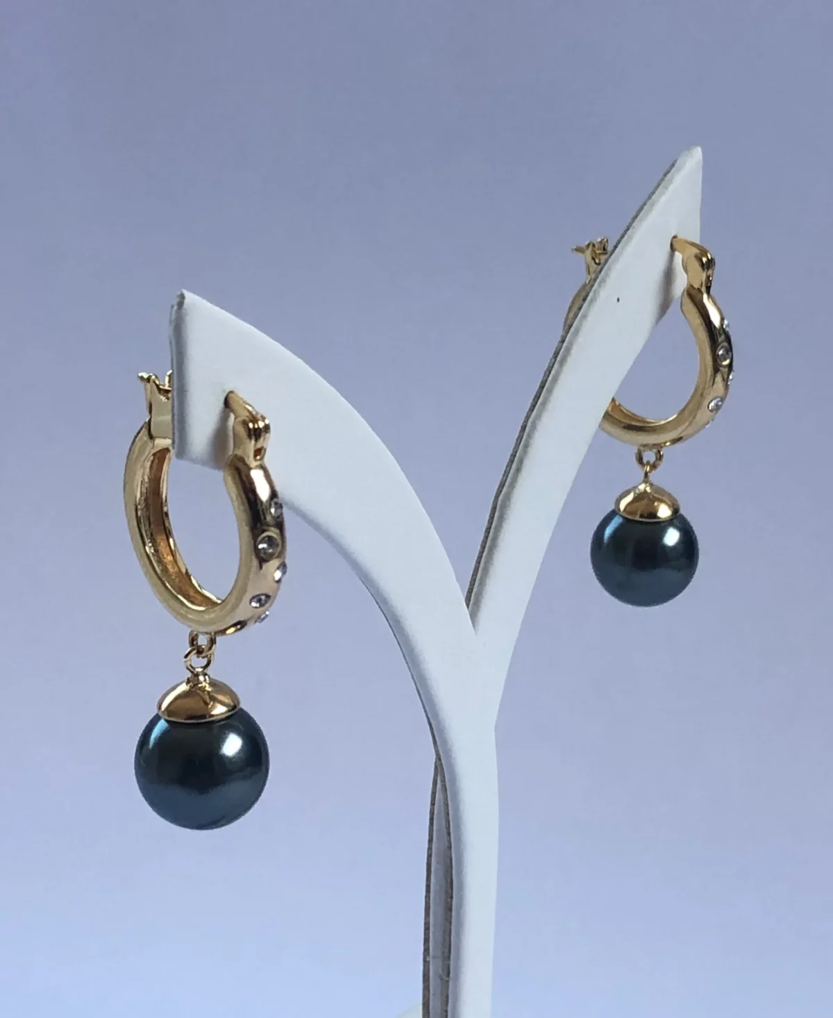 18ct Gold Plated Faux Pearl Hoop Earrings - 05