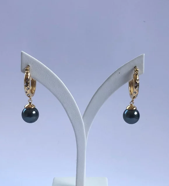 18ct Gold Plated Faux Pearl Hoop Earrings - 05