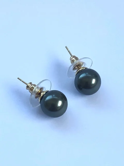 18ct Gold Plated Faux Pearl Stud Earrings 10mm - 01