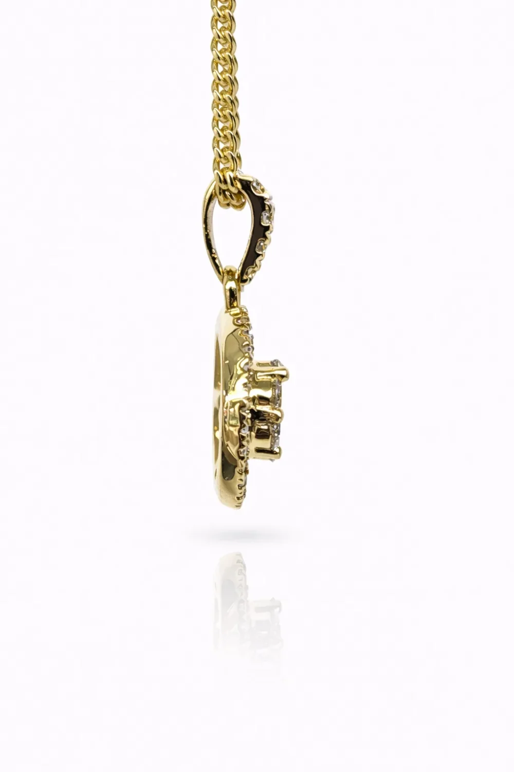 18ct Yellow Gold 0.237ct Natural Diamond Round & Baguette Halo Pendant - 18KR45196PL