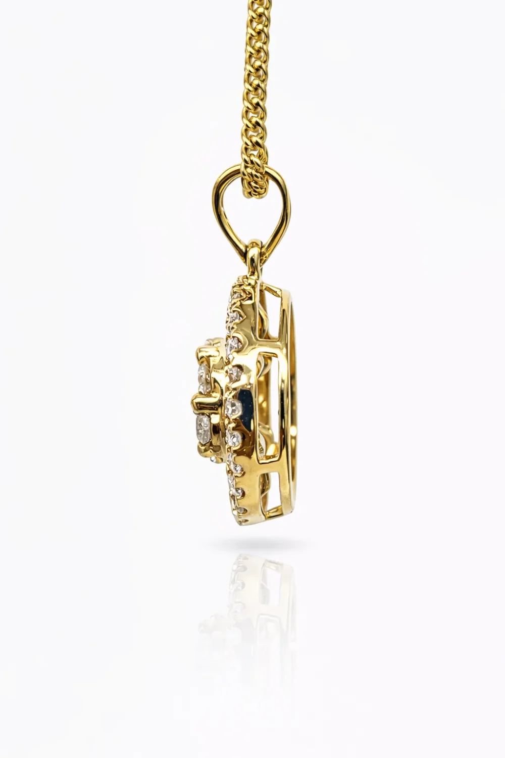 18ct Yellow Gold 0.413ct Natural Diamond Round Pendant (Round & Baguette Cluster) - 18KR18891PL
