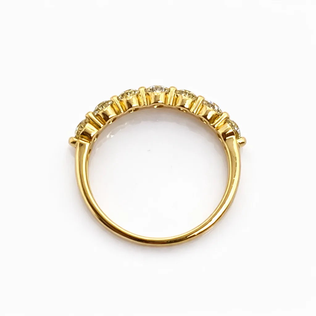 18ct Yellow Gold 0.748ct Natural Diamond Wedding Band 8 Stone Claw Set - 18KR39508EL