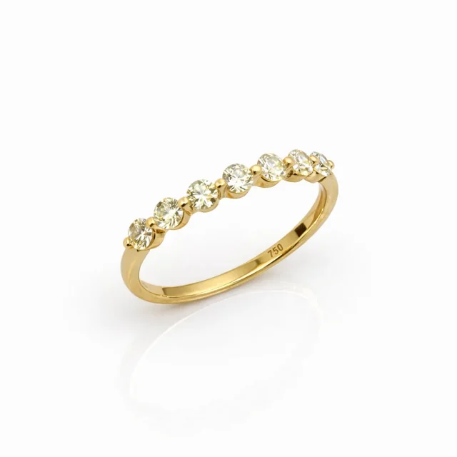 18ct Yellow Gold 0.748ct Natural Diamond Wedding Band 8 Stone Claw Set - 18KR39508EL
