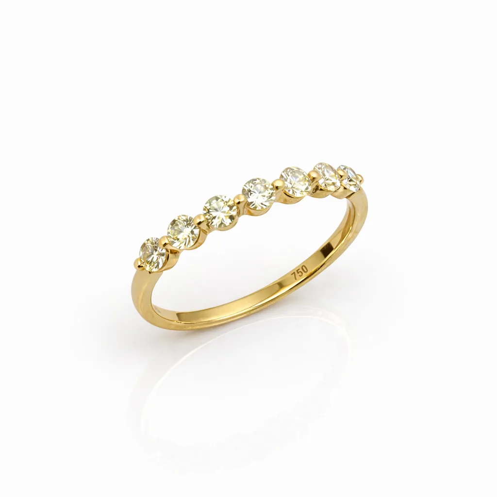 18ct Yellow Gold 0.748ct Natural Diamond Wedding Band 8 Stone Claw Set - 18KR39508EL