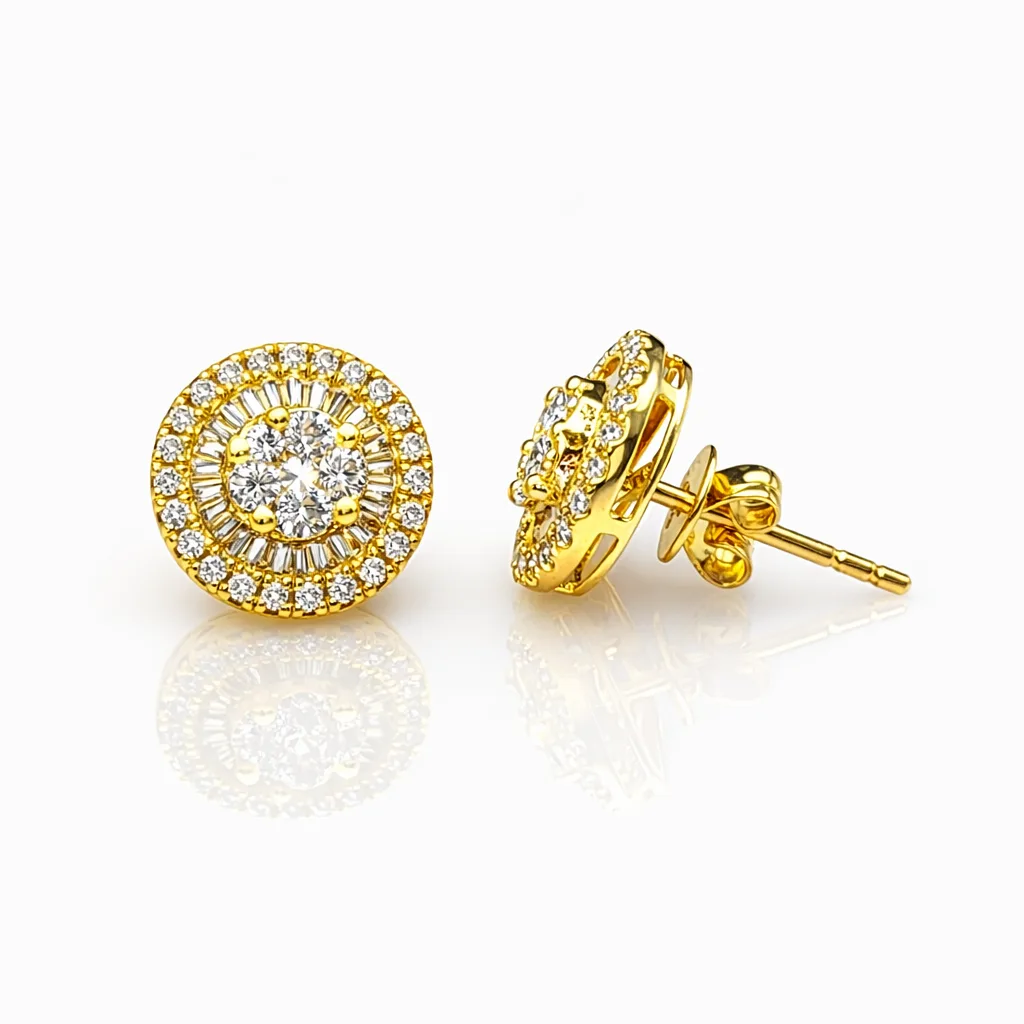 18ct Yellow Gold 0.77ct Natural Diamond Round Halo Stud Earrings - 18KR18891EL