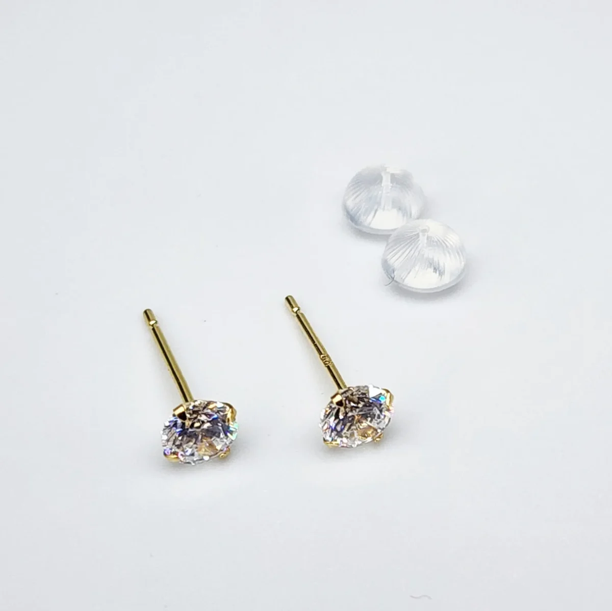 18ct Yellow Gold 4mm Round 4 Claw Cubic Zirconia Stud Earrings - K18-4MMCZ