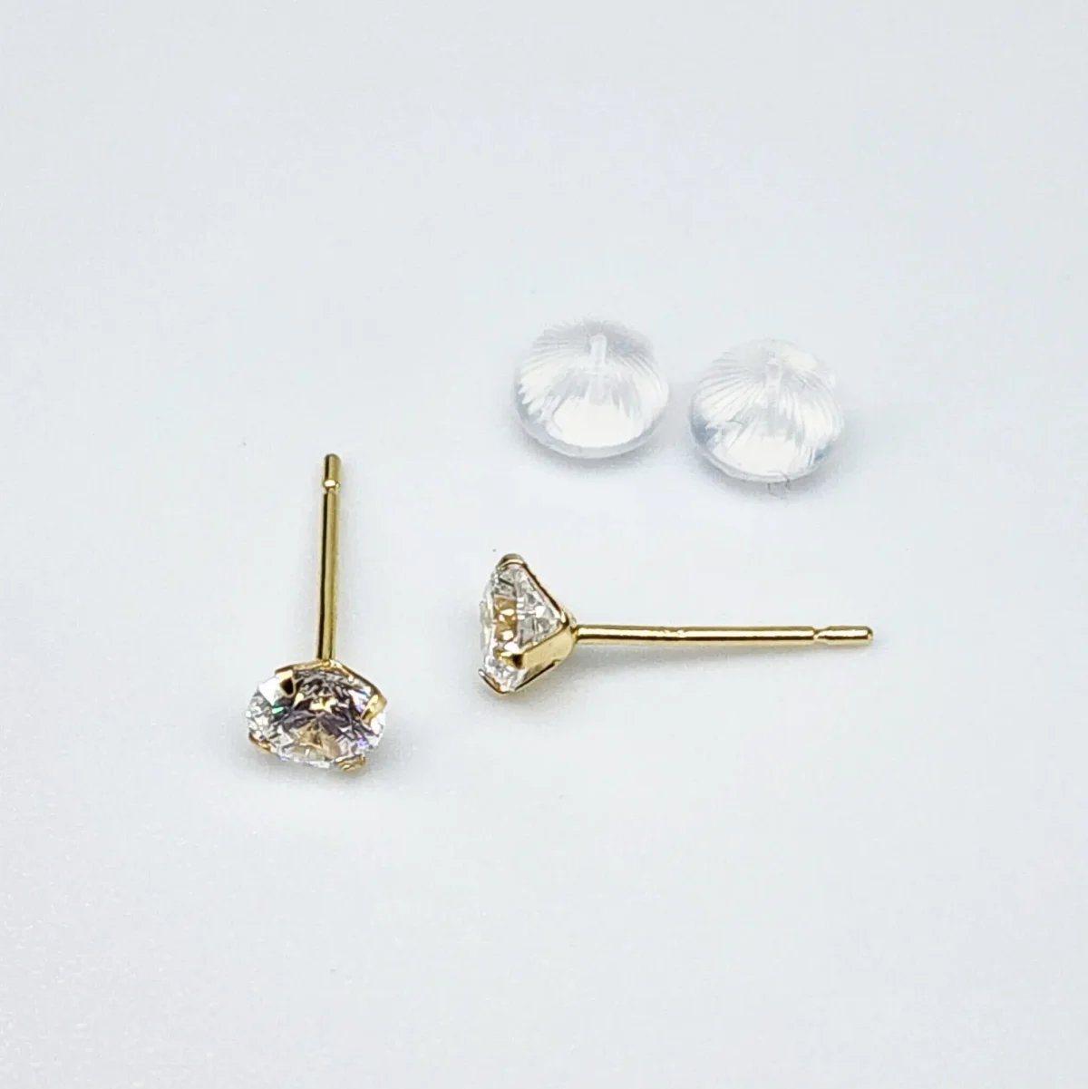 18ct Yellow Gold 4mm Round 4 Claw Cubic Zirconia Stud Earrings - K18-4MMCZ
