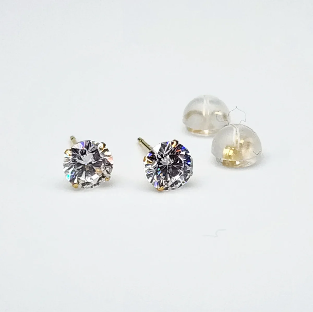 18ct Yellow Gold 5mm Round 4 Claw Cubic Zirconia Stud Earrings - K18-5MMCZ