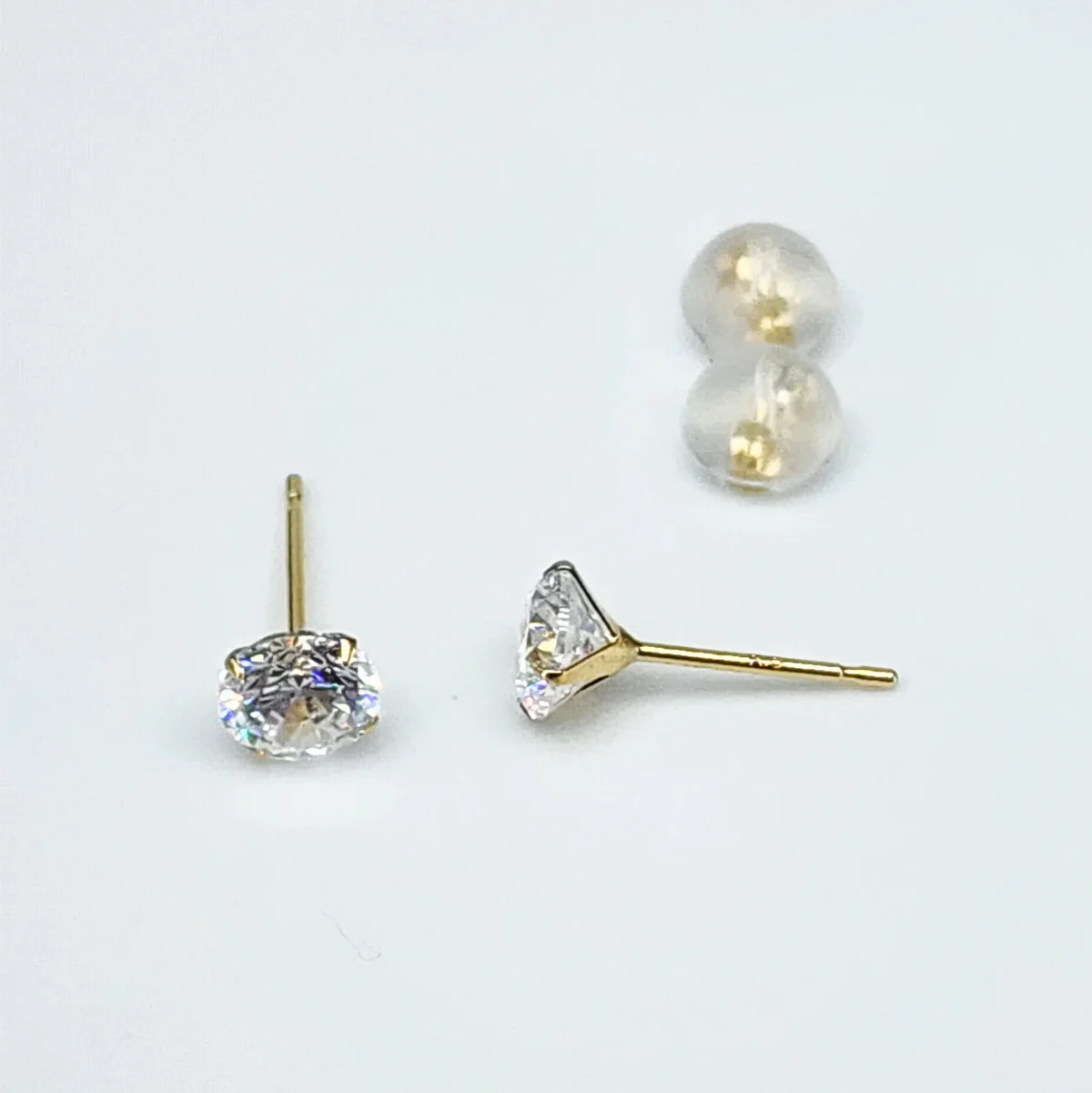 18ct Yellow Gold 5mm Round 4 Claw Cubic Zirconia Stud Earrings - K18-5MMCZ