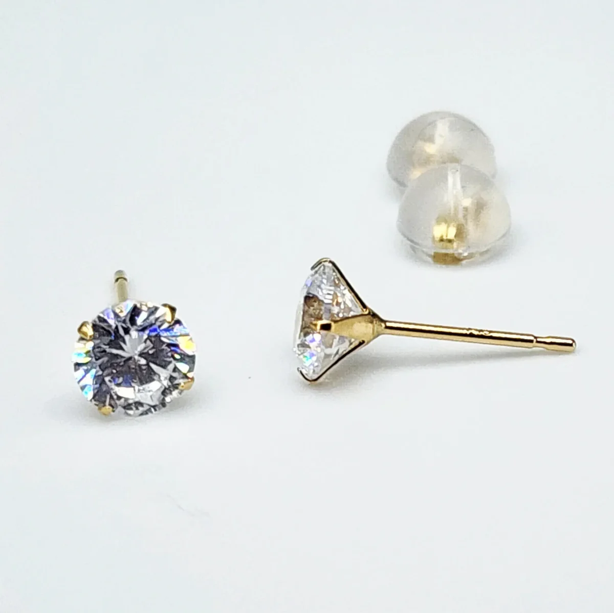 18ct Yellow Gold 5mm Round 4 Claw Cubic Zirconia Stud Earrings - K18-5MMCZ