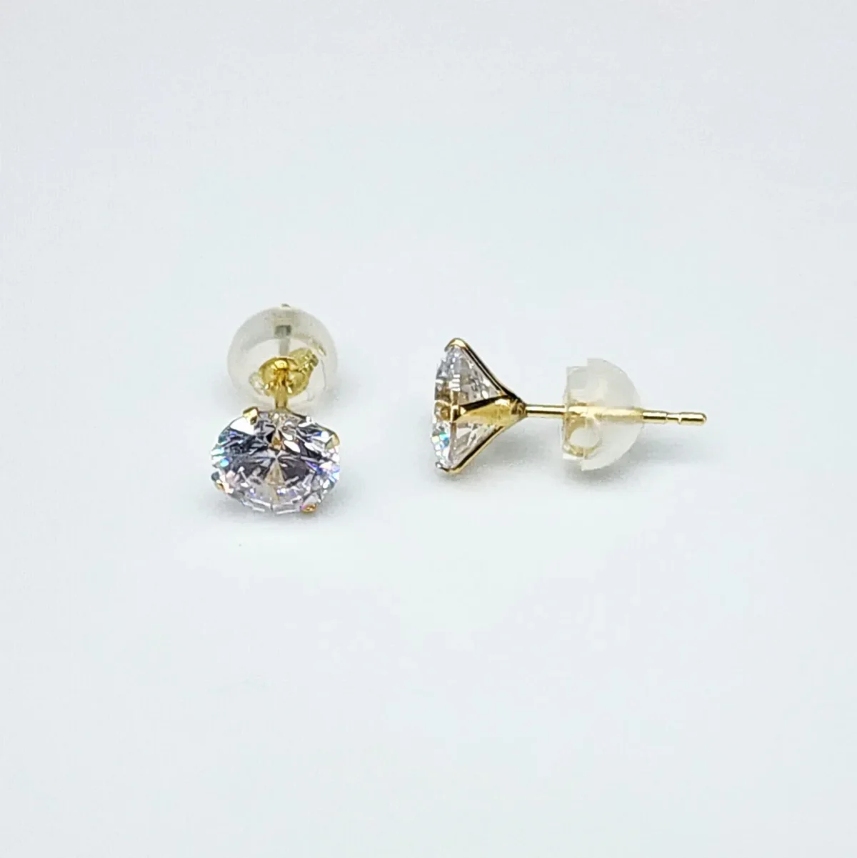 18ct Yellow Gold 6mm Round 4 Claw Cubic Zirconia Stud Earrings - K18-6MMCZ