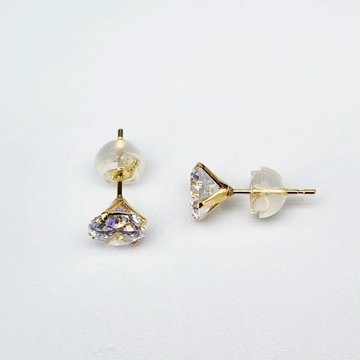 18ct Yellow Gold 6mm Round 4 Claw Cubic Zirconia Stud Earrings - K18-6MMCZ